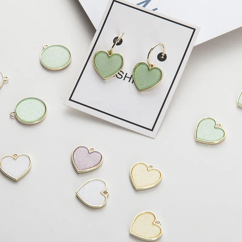 Круглые серьги в виде сердца из металлического сплава 20 шт. для изготовления