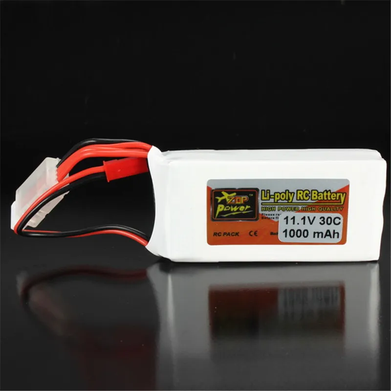 Оригинальная перезаряжаемая ZOP мощность 11,1 В 1000 мАч 3 S 30C Lipo батарея JST Plug