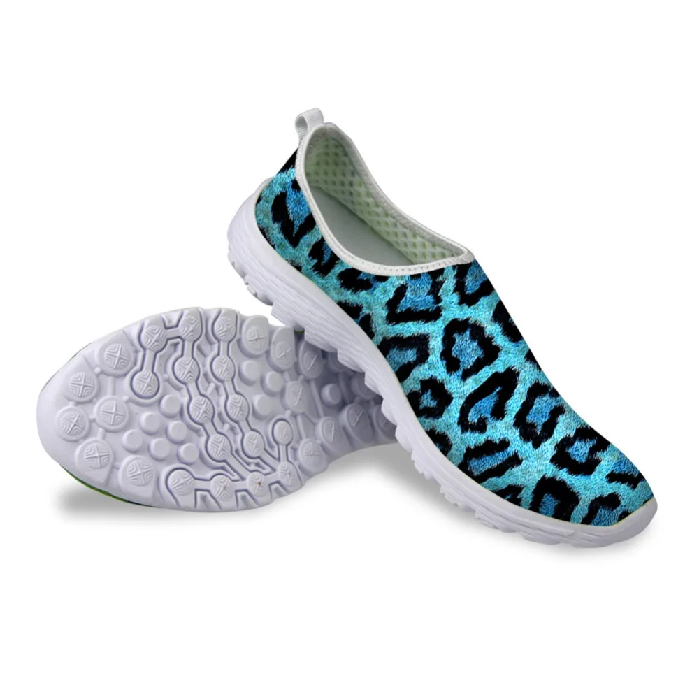 Легкие стильные сетчатые слипоны THIKIN кроссовки с леопардовым принтом для женщин