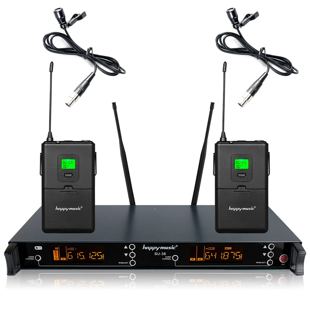 Lavalier 200 канальный двойной УВЧ профессиональный беспроводной микрофон системы караоке, свадьбы, конференции, вечеринки, встречи, сцены - Цвет: Lavalier
