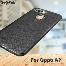 Wolfrule Cover Oppo A7 Case Oppo A7 Silicone Case Lichee Rugged Style Hybrid Phone Case For Oppo A7 A 7 Cover Fundas 6.2 inch