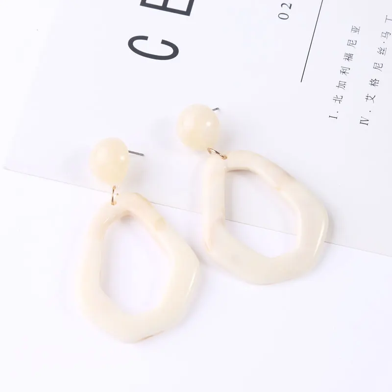 8 Hot Imitation Natural Slice Geode Stone Pendant Drop Dangle Earrings for Women Girl Fashion Resin Plastic Jewelry Party - Окраска металла: 8