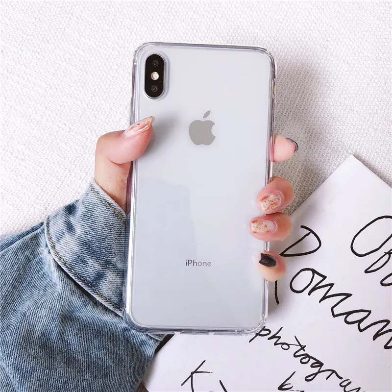 Crystal clear hard Acrylic back cover soft TPU case for iPhone X XS 11 Pro Max 7 Plus 8 XR transparent |