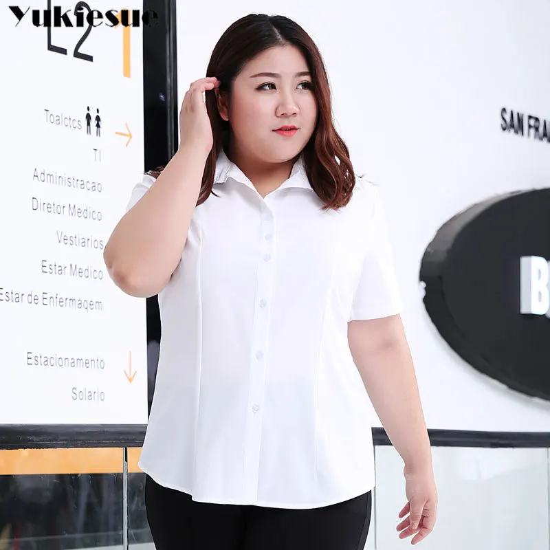 2019 summer white short sleeve workwear women's shirt blouse for women blusas womens tops and blouses woman shirts top plus size | Женская