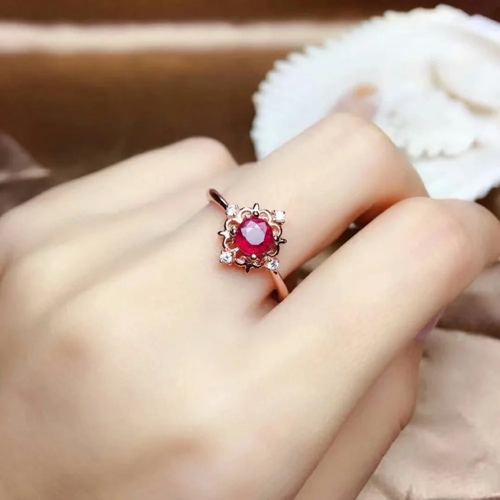 Shilovem натуральный горящая кровь голубей кольца из рубинового драгоценного камня для женщин Настоящее серебро 925 проба подарок завод mj0505999agh