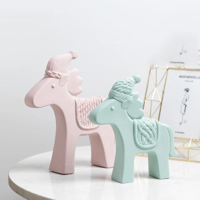 2 Horses Скандинавские розовые и белые керамические фигурки слона, кролика, украшения для дома, креативные поделки, украшения в виде животных, современный свадебный подарок, D053 - Цвет: 2 Horses