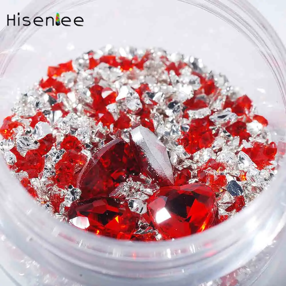 Light Red Новые модные популярные высококачественные камни из разбитого стекла и острые прозрачные стразы для самостоятельного украшения ногтей - Цвет: Light Red