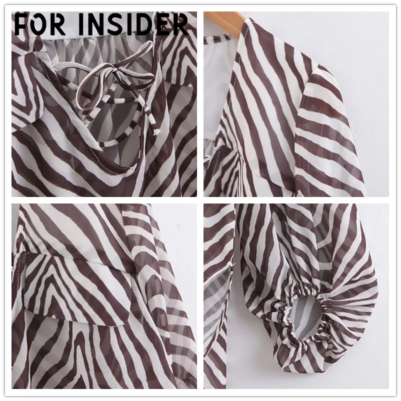 Элегантная блузка с v-образным вырезом и полосками зебры Топ длинным рукавом