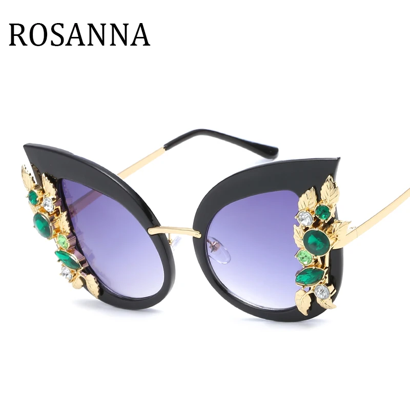 ROSANNA модные солнцезащитные очки кошачий глаз женские с алмазной оправой