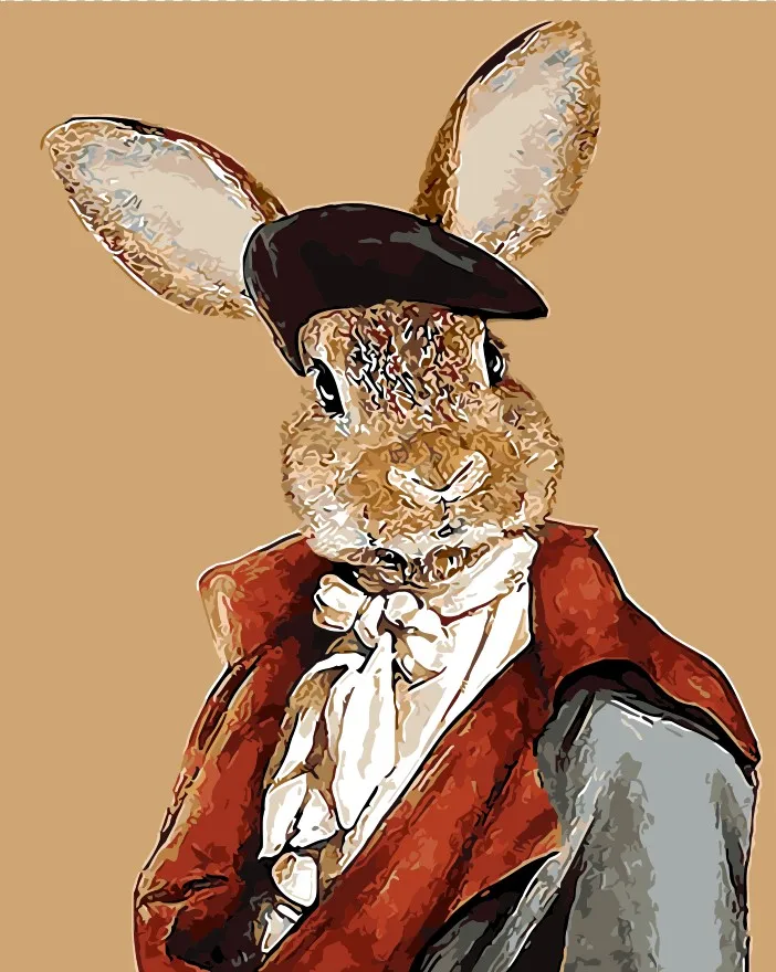 

Abstract cartoon animal rabbit Painting By Number Canvas Painting Print On Canvas Unique Gift Home Decor Wall Artwork hand paint