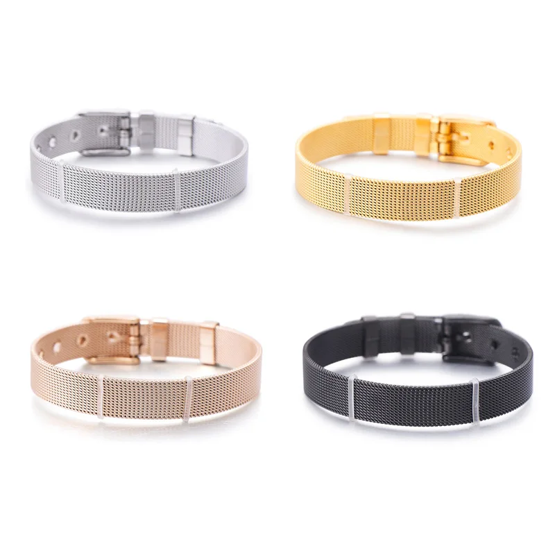 plain bracelet Pipitree, настраиваемое имя, нержавеющая сталь, сделай сам, CZ Циркон, браслеты с буквами, Регулируемая пряжка, браслет, браслет, женский, мужской, ювелирное изделие - Окраска металла: plain bracelet