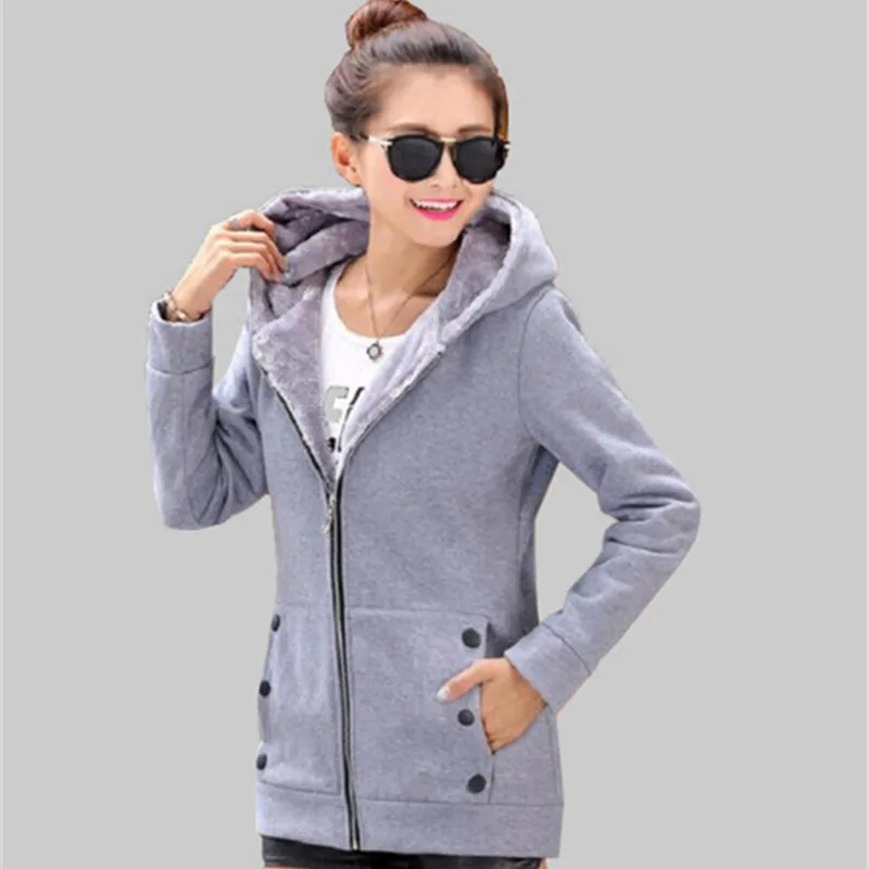 2016 осенне-зимние женские толстовки из хлопка на молнии с длинным рукавом