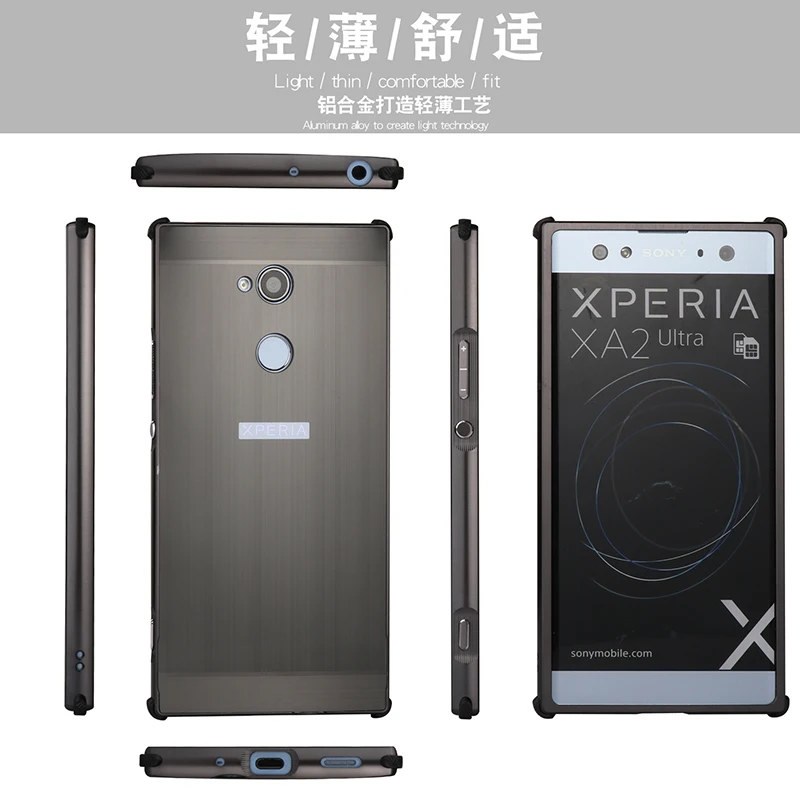 Luxury Aluminum Metal+PC Case For Sony Xperia XA2 Hard Mirror effect Hybrid Protective back cover for Ultra |