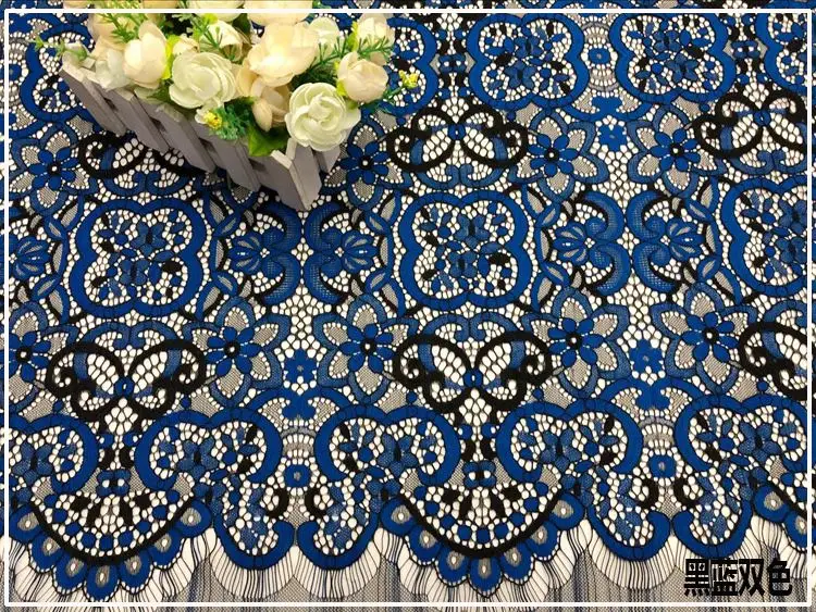 Blue and black LASUI C0322 1 шт. 8 цветов без выцветания смешанные цвета великолепные полые французские ресницы позиционирования кружевной ткани - Цвет: Blue and black