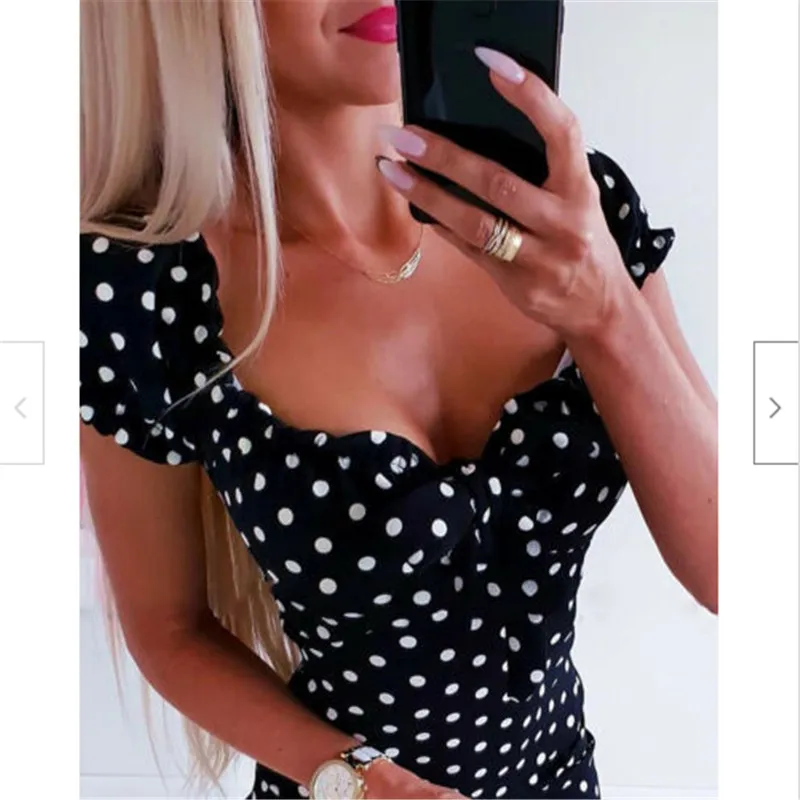 Вечерние платья Для женщин Boho горошек сексуальное облегающее платье Летний