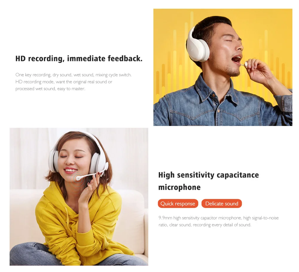 Xiaomi mi Проводные/беспроводные Bluetooth наушники караоке версия Высокая чувствительность mi C игровая гарнитура HD аудио 6 различных режимов звука