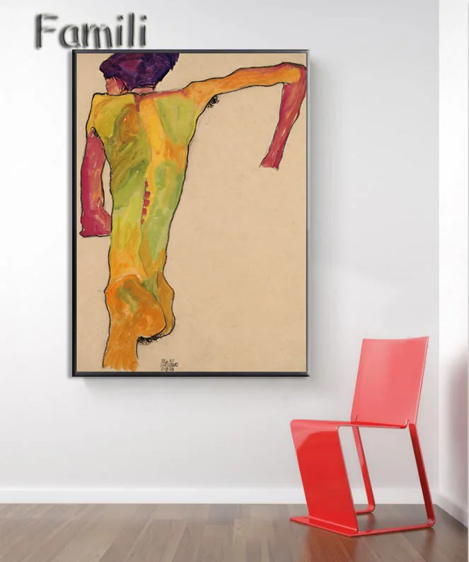 Egon Schiele тело цвет деление Эскиз Холст Искусство печать живопись плакат, Настенная картина для гостиной, домашний декор