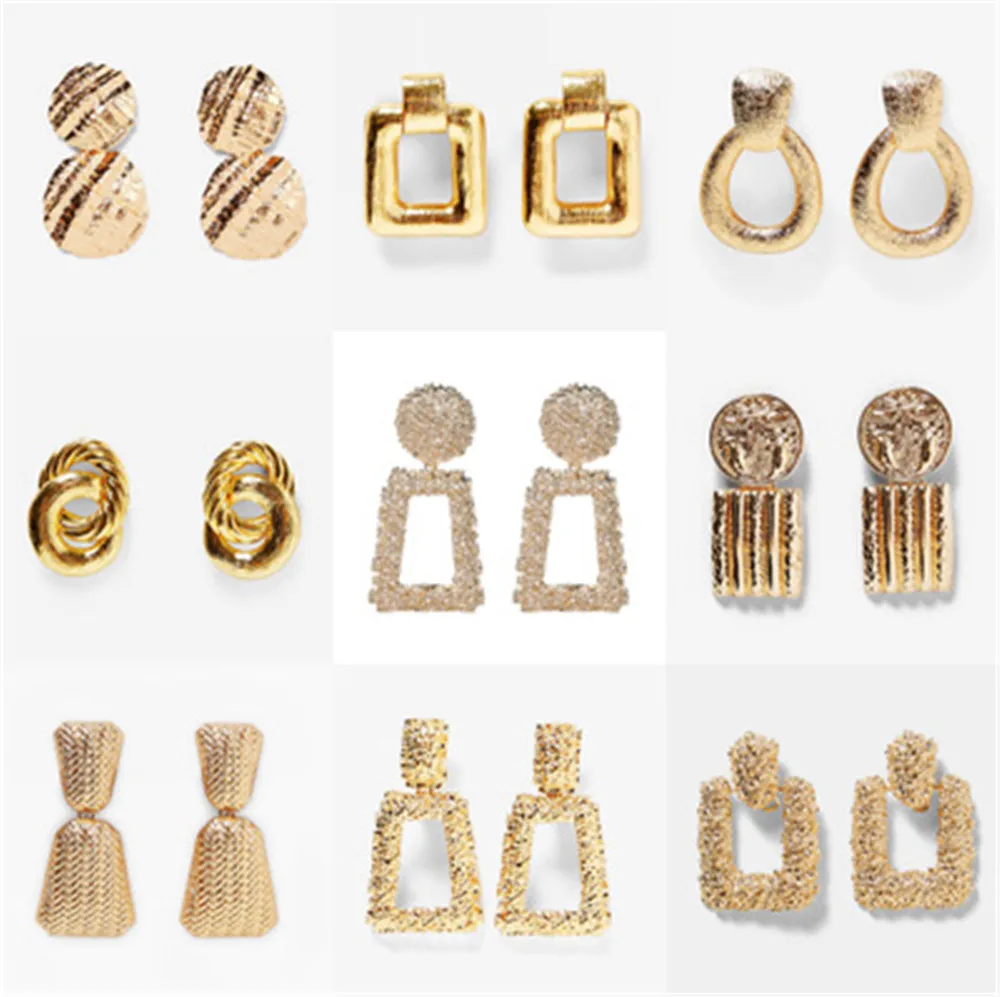 

Europe America Hyperbole Exaggerated Geometric Simple Alloy 2019 Woman Dangle Drop Earring Fashion Jewelry Holiday-MYF