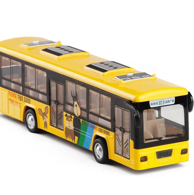 City bus model 1:48 alloy pull back diecast metal toy vehicles Children's toys Voice Announcements free shipping |