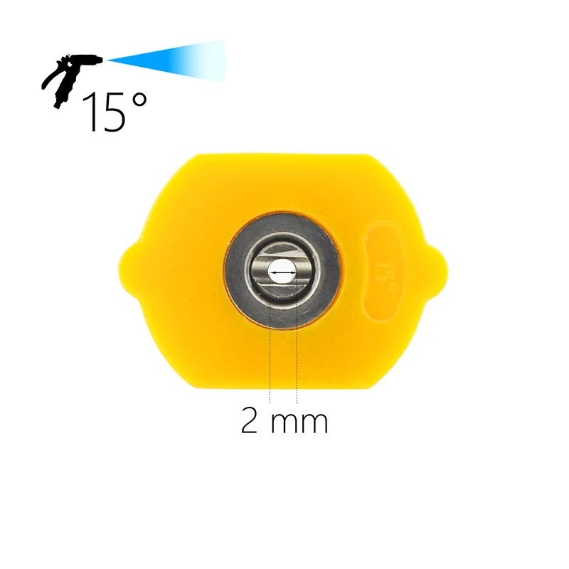 15 Degree Yellow Tip 1 шт., легко быстрый разъем, автомобильные стиральные сопла, металлическая струйная насадка, сопла, стиральные сопла, металлическая струйная насадка, сопла 2 мм, наконечник распылителя - Цвет: 15 Degree Yellow Tip