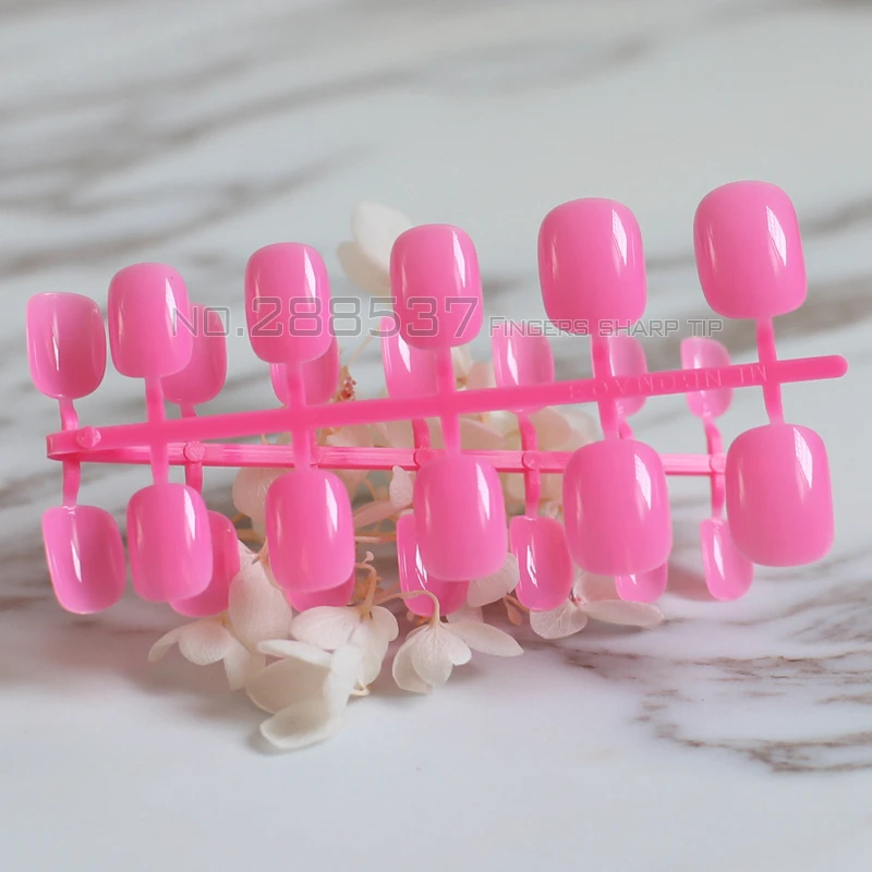 24 шт. Простые Модные сплошной цвет роза красная накладные ногти блестящая