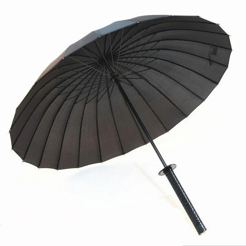 COOL Black Japanese Samurai Ninja Sword Katana Umbrella Sunny &amp Rainny Long-handle Semi-automatic 8 16 or 24 Ribs | Дом и сад