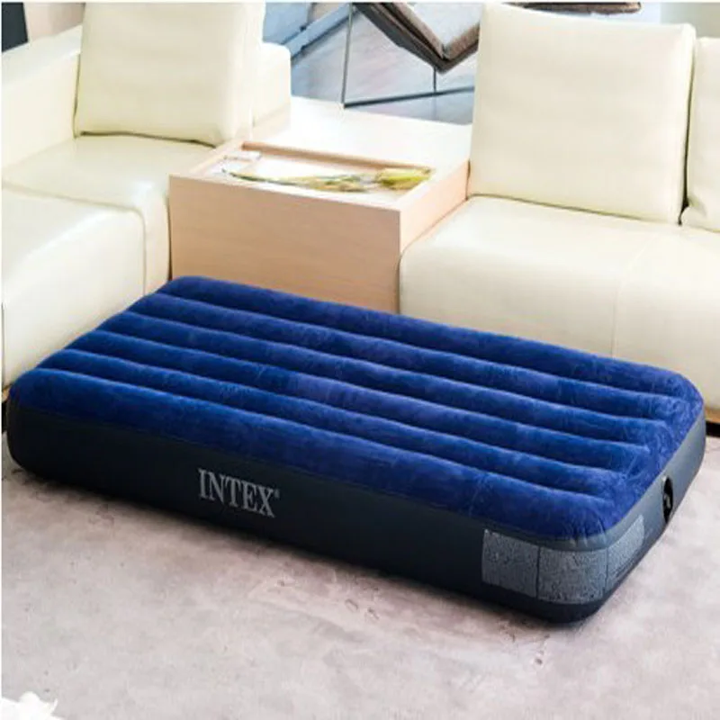 INTEX 68757 99*191*22 см для одного человека с ворсом и полосками надувной матрас для кемпинга