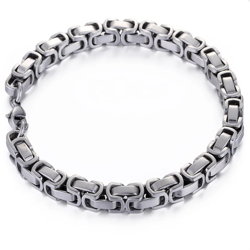 Панк мужские цепи мальчиков 6 мм коробка золотого цвета византийские 316L браслет