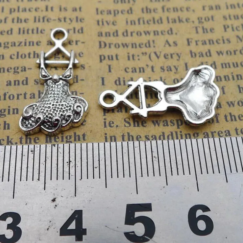 

50pcs 12x23mm Antique Silver Alloy Skirt Charms Pendant