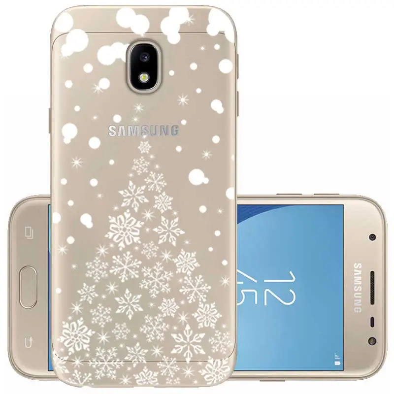 Прозрачный мягкий чехол из ТПУ с рождественским оленем Санта Клаусом для Samsung J3 J7