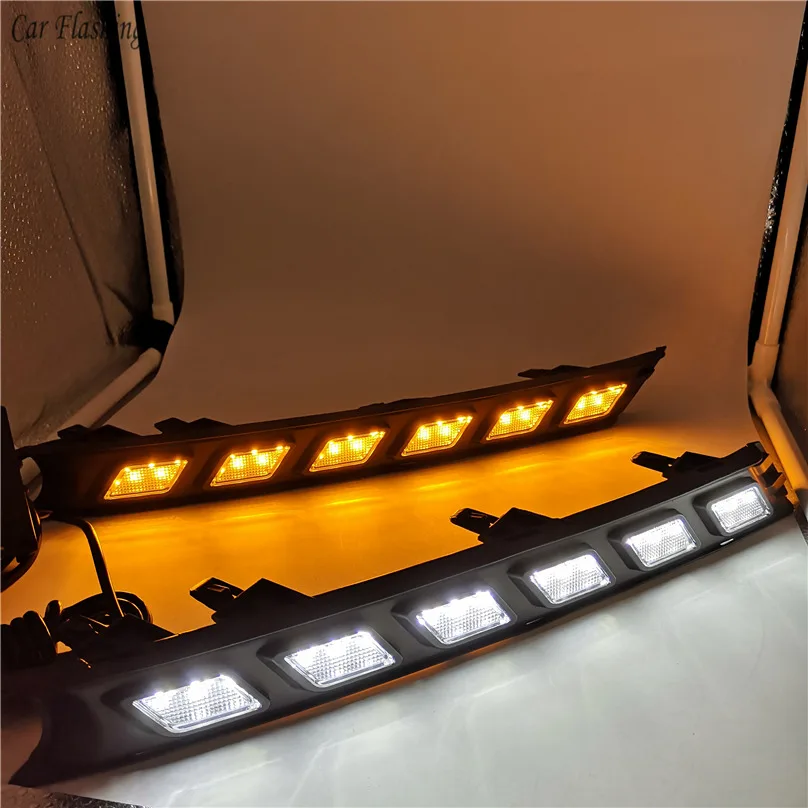 Car Flashing 2PCS DRL LED Daytime Running Light For Mazda CX-5 CX5 2017 2018 2019 2020 With Yellow Turning Signal Function | Автомобили и