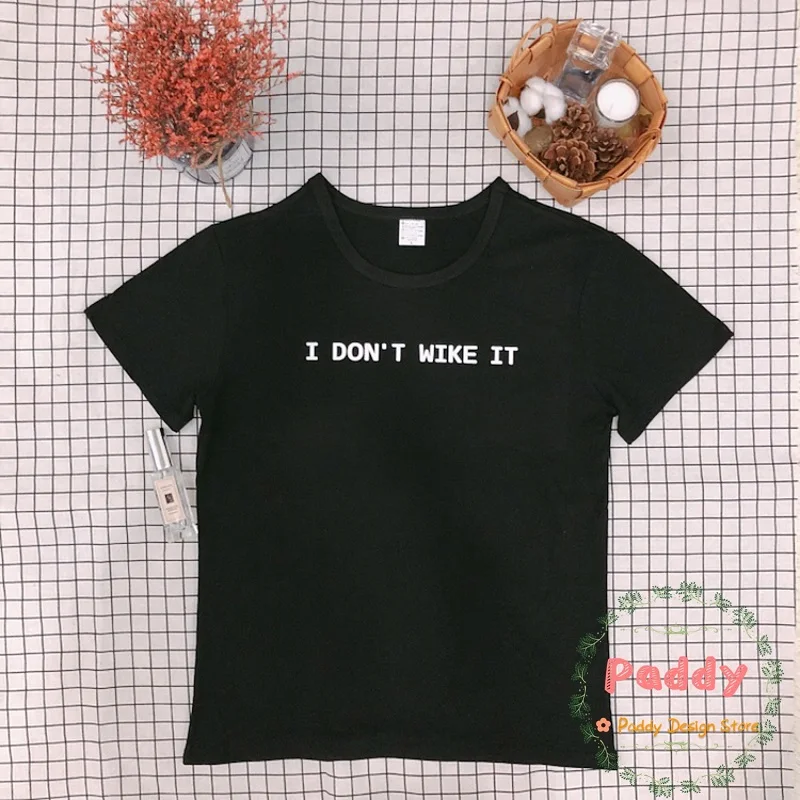 OKOUFEN/модная футболка унисекс tumblr Instagram, футболка с надписью I don't wike it, уличная одежда KPOP, футболки, топы, забавная Милая рубашка
