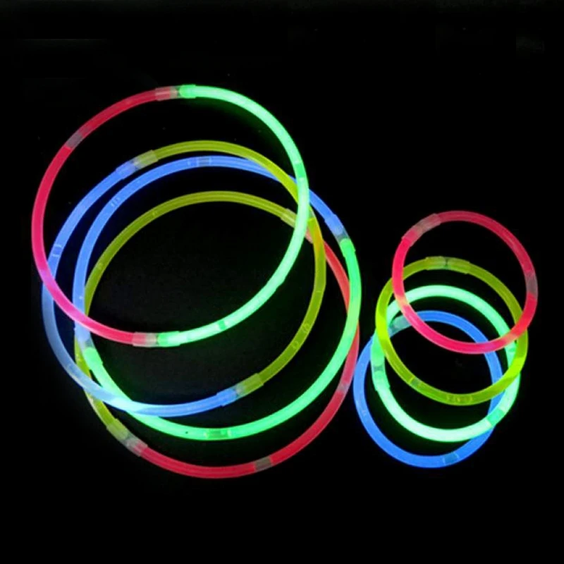100 шт./лот разноцветные светящиеся палочки Веселые флуоресцентные браслеты