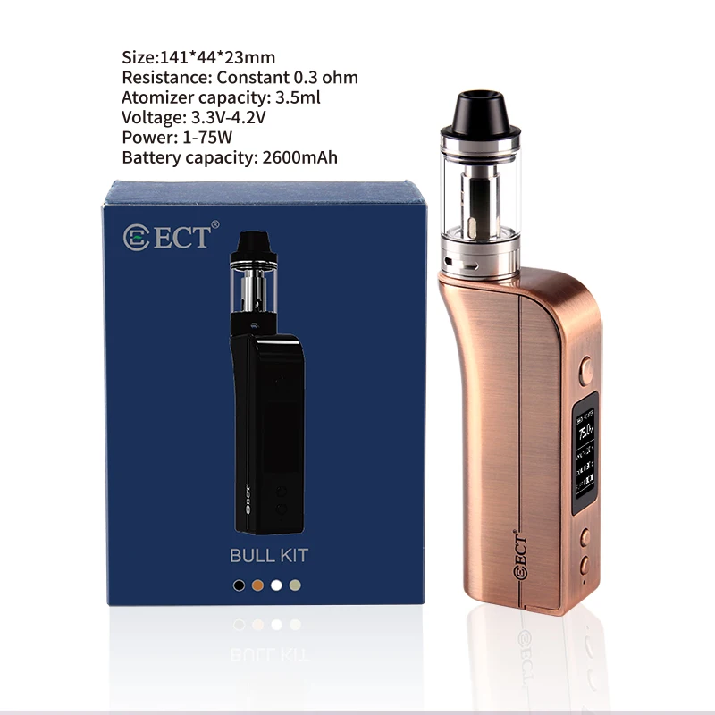 ECT Bull 75TC электронная сигарета стартовый набор встроенный аккумулятор 2600 мАч с 510