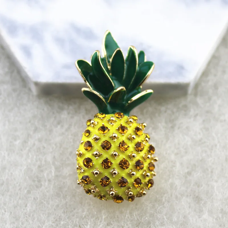 Yellow pineapple Новинка Ретро ручной работы цвет эмаль Океаническая рыба слон лошадь кошка ананас груша модная брошь - Окраска металла: Yellow pineapple