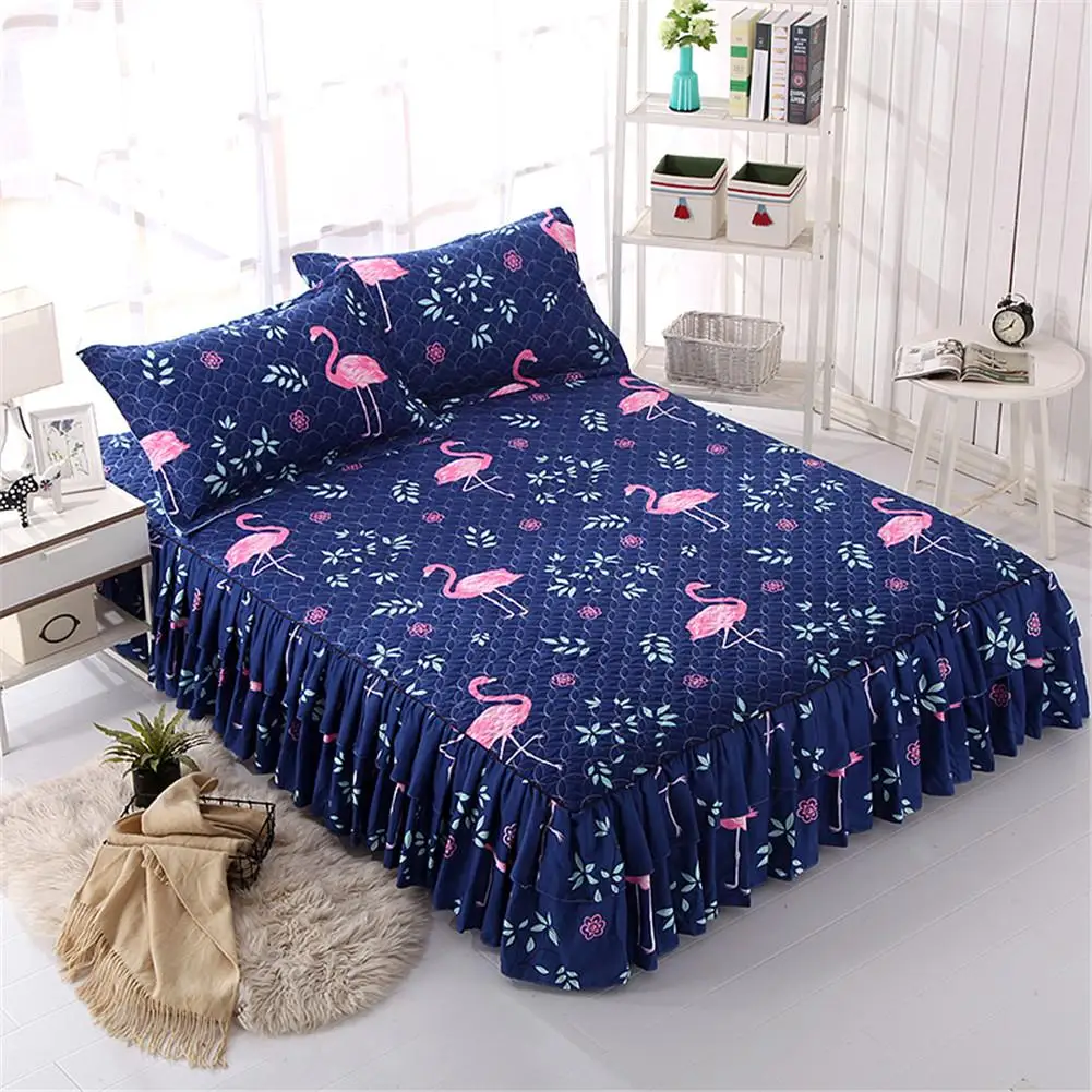 150x200cm Высокое качество Фламинго кроватный подзор Нескользящая Защитная крышка нежной окантовкой кровать наборы постельного белья - Цвет: 150x200cm