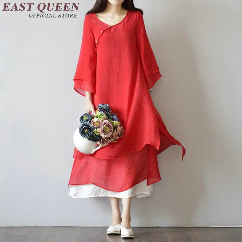 Льняные платья лето 2018 Летнее белое льняное платье Китайский древний костюм AA2522 Y