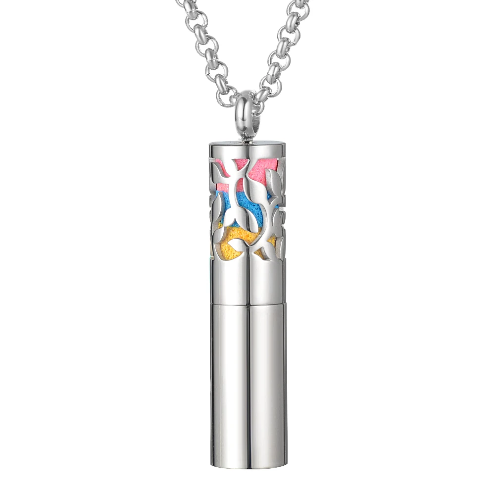 Silver G Черный/серебристый Essentail масляный диффузор Цепочки и ожерелья с обойтись и контейнер 2-в-1 Нержавеющая сталь Подвеска для ароматерапии медальон - Окраска металла: Silver G