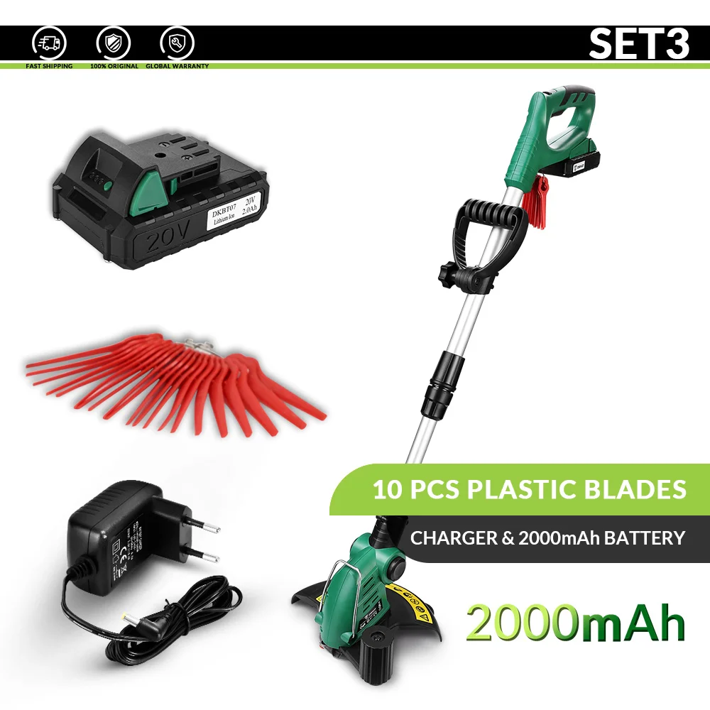 SET 3 DEKO DKGT06 20 в литиевый 1500 мАч беспроводной триммер для травы с аккумулятором и подвески с лезвиями - Цвет: SET 3