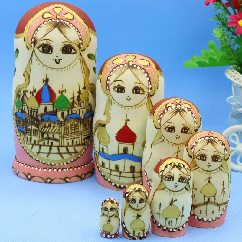 Mnotht семицветная пагода русские куклы высокого качества сухая Матрешка из липы деревянные DIY Развивающие игрушки L30