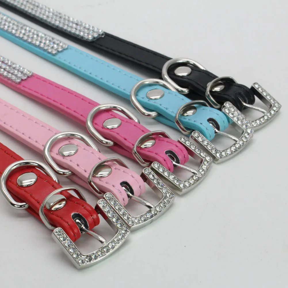 Собачий ошейник поводок регулируемая безопасность яркие кристаллы аксессуары