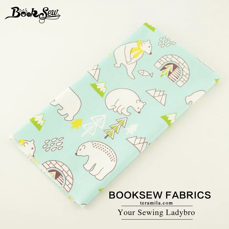 Booksew мятно зеленый хлопок саржа Polar Bears Дизайн Швейные ткань простыня стежка Tecido