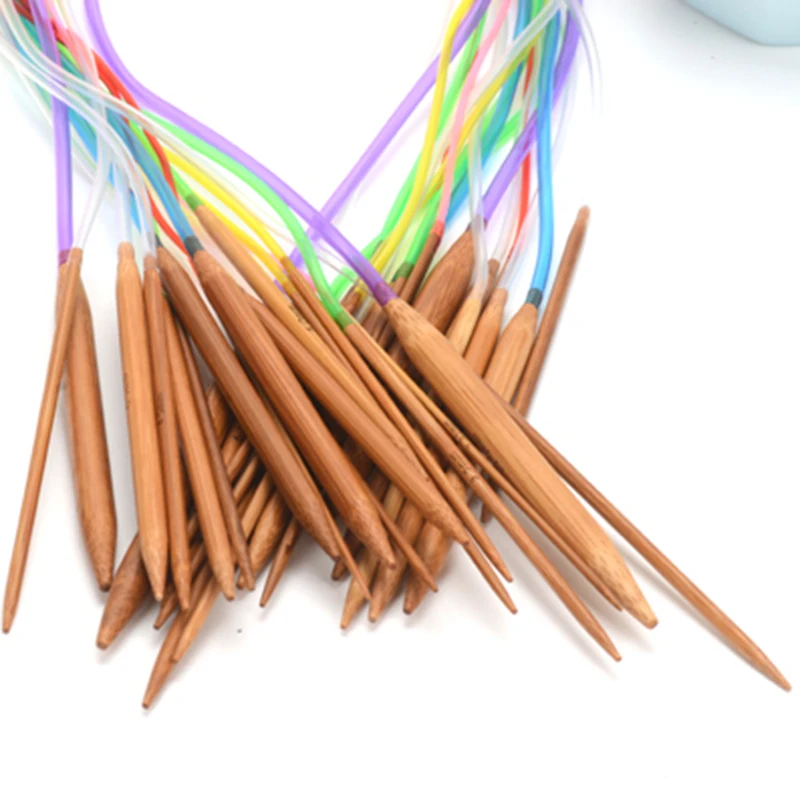 Бамбуковые круговые вязальные спицы Набор 18 размеров/комплект 40 см трубчатые