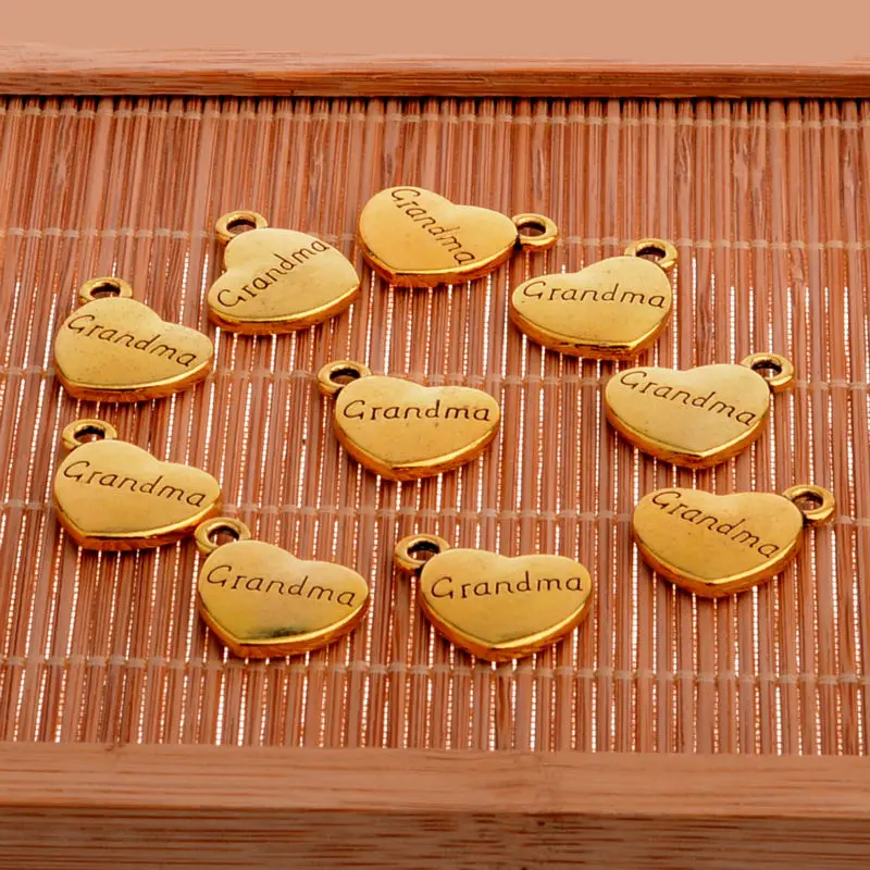10 шт./лот подвеска в виде Бабушки с сердцем для ожерелья браслета ювелирные