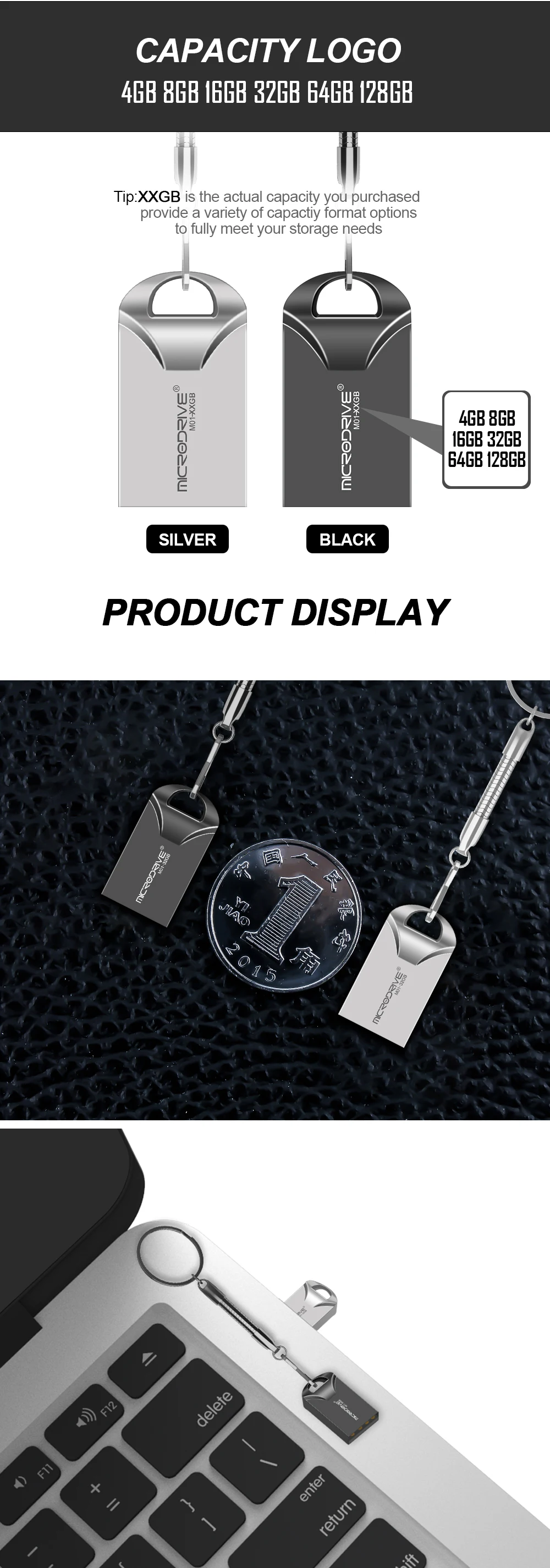 Мини-металлический брелок флеш-накопитель металлический USB флэш-накопитель реальный 128 Гб 64 ГБ 32 ГБ 16 ГБ 8 ГБ micro memory sticks u disk