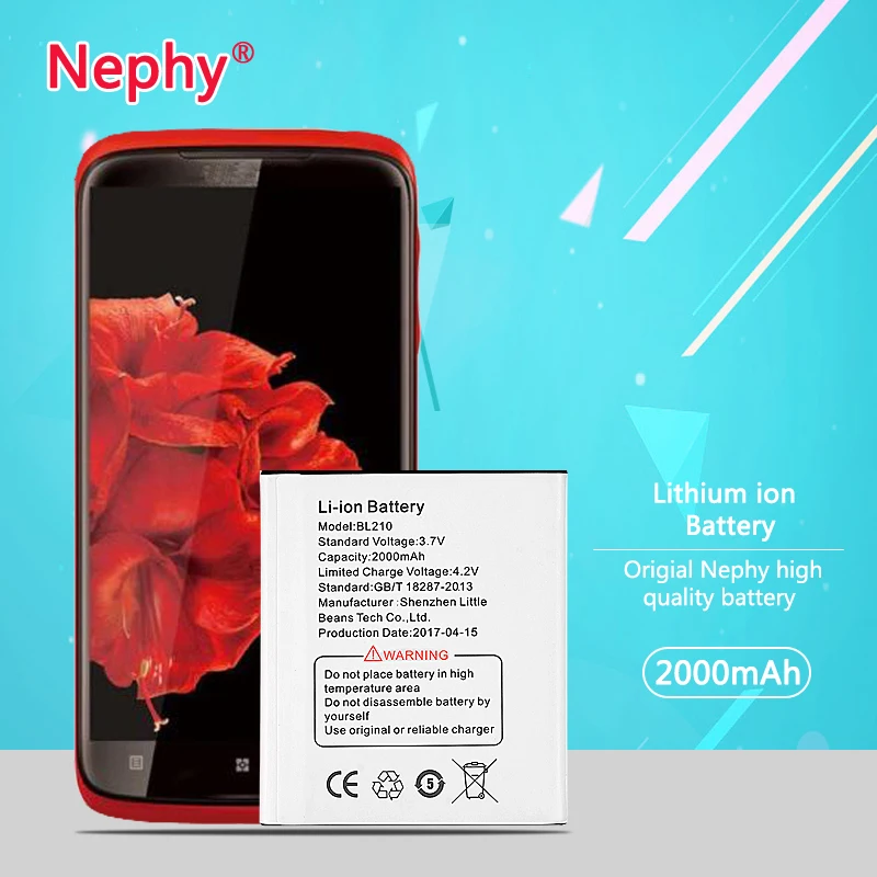 Оригинальный аккумулятор Nephy BL210 для Lenovo A536 S820 A606 A656 S650 S820E A766 A828t BL 210 BL-210 |