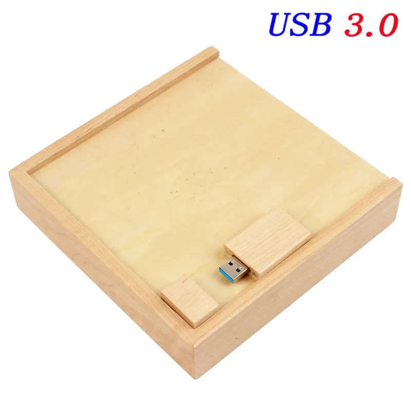 JASTER(1 шт. бесплатный логотип) деревянный фотоальбом флеш-накопитель USB 3,0 pendrive 4 ГБ 16 ГБ 32 ГБ 64 Гб фотография подарок видео логотип клиента - Цвет: Maple