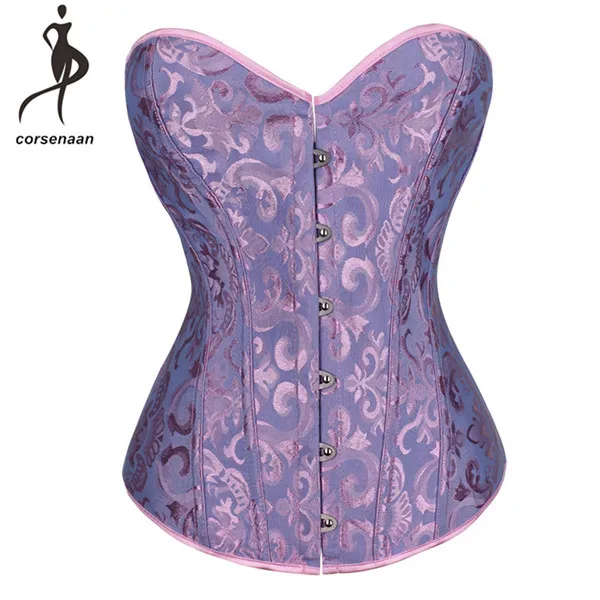 Pink Blue Готический винтажный женский корректирующий костюм для похудения, классический винтажный корсет, кружевной корсет, бюстье 8102 - Цвет: Pink Blue