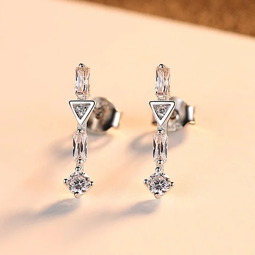 Silver CZCITY дизайн изысканные 925 пробы серебряные серьги-гвоздики для женщин для свиданий Роскошные трендовые CZ женские ювелирные изделия Рождественский подарок - Цвет камня: Silver