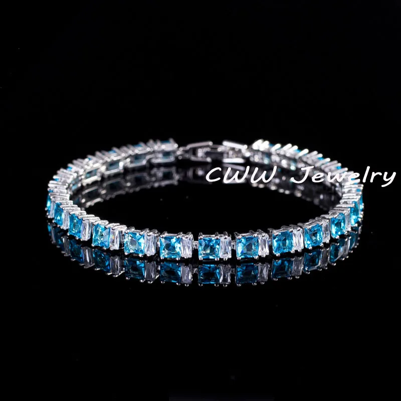 light blue CWWZircons благородные танцы CZ женский браслет ювелирные изделия прозрачный белый AAA+ кубический цирконий модные браслеты и браслеты CB147 - Окраска металла: light blue